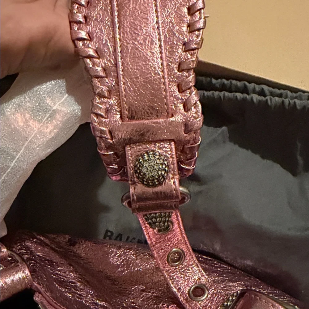 Balenciaga Pink Le Cagole Xs Shoulder Bag Metallized With Rhinestones - Picture 11 of 15